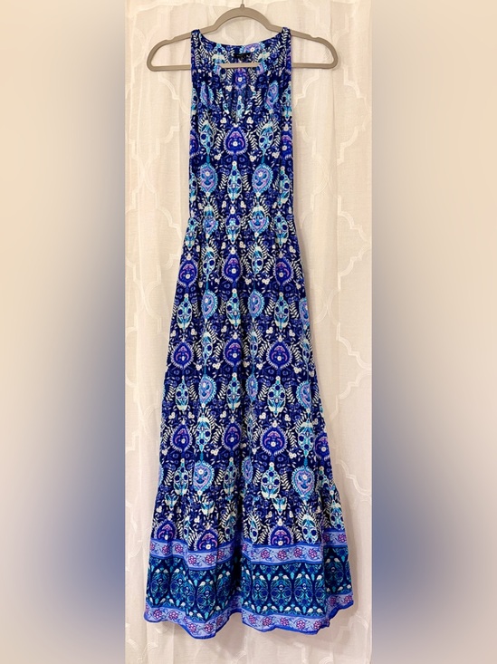 Talbots Dresses & Skirts - Talbots Blue Paisley Halter Maxi Dress Size 6 Sleeveless Lined Boho